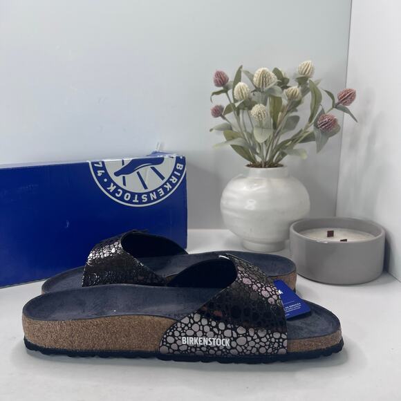 Birkenstock Madrid BS Birko Flur Sandal Metallic Stone Black Men 10/EU 43 NWB main image 7